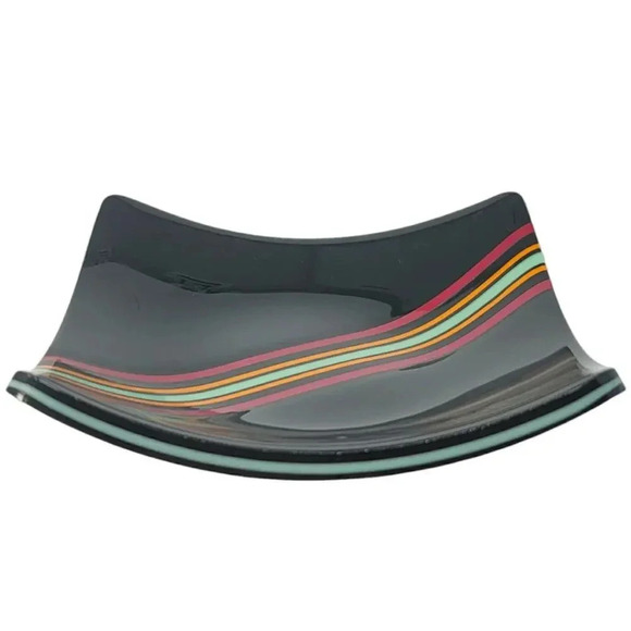 Mid Century Fused Striped Glass Plate - Picture 1 of 4